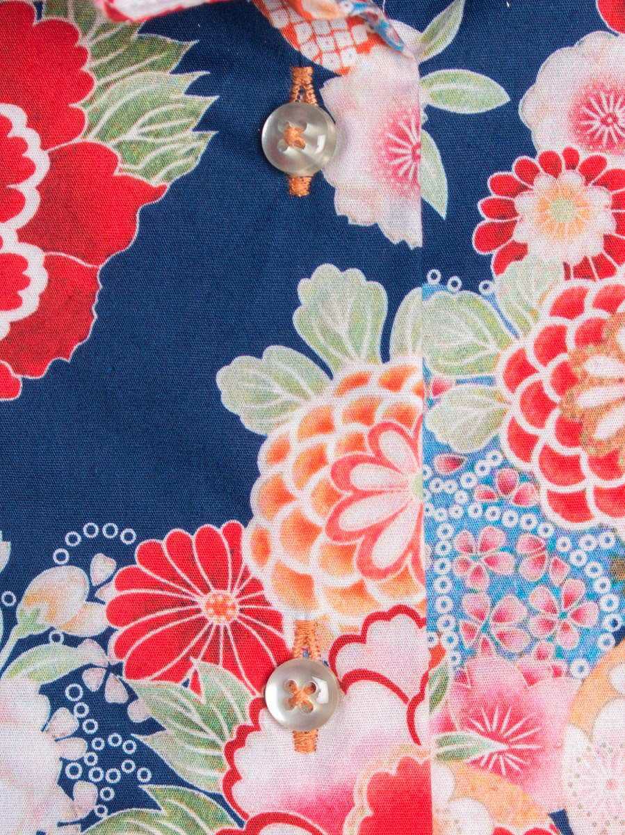 レディース 長袖 柄シャツ 日本の花 花柄 プリント デザイン ポップアート L91ad1691japanflower Coton Doux