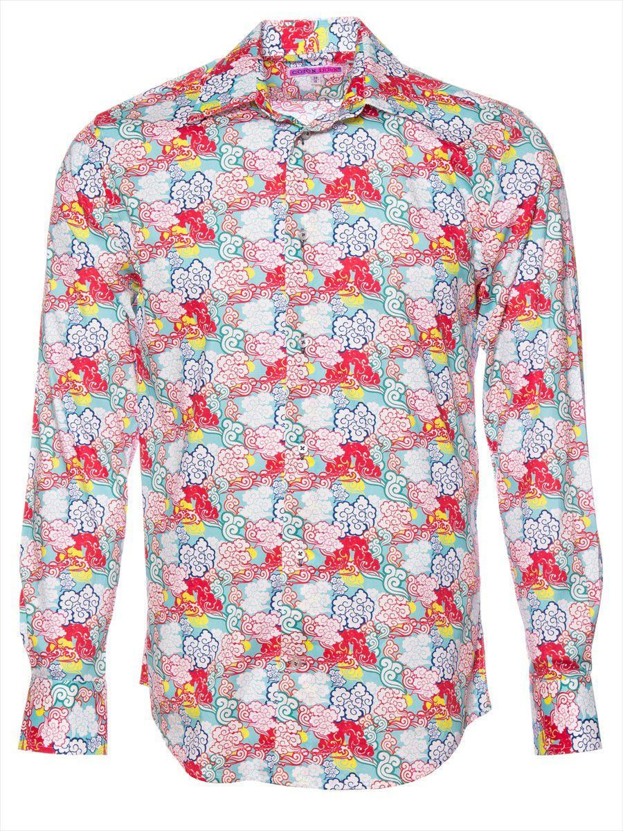 メンズ シャツ 柄シャツ プリント 雲 ポップアート M92ad1713windclouds Coton Doux