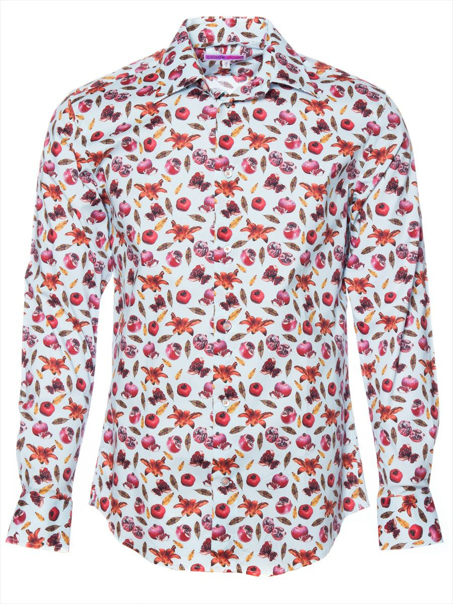 メンズ シャツ 柄シャツ プリント ザクロ ポップアート M92ad1766pomegranate Coton Doux