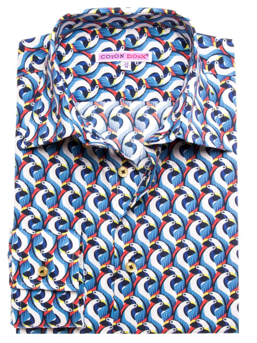 柄シャツ レトロ メンズ 鳥柄 ペンギン｜シャツ専門店コトンドゥ