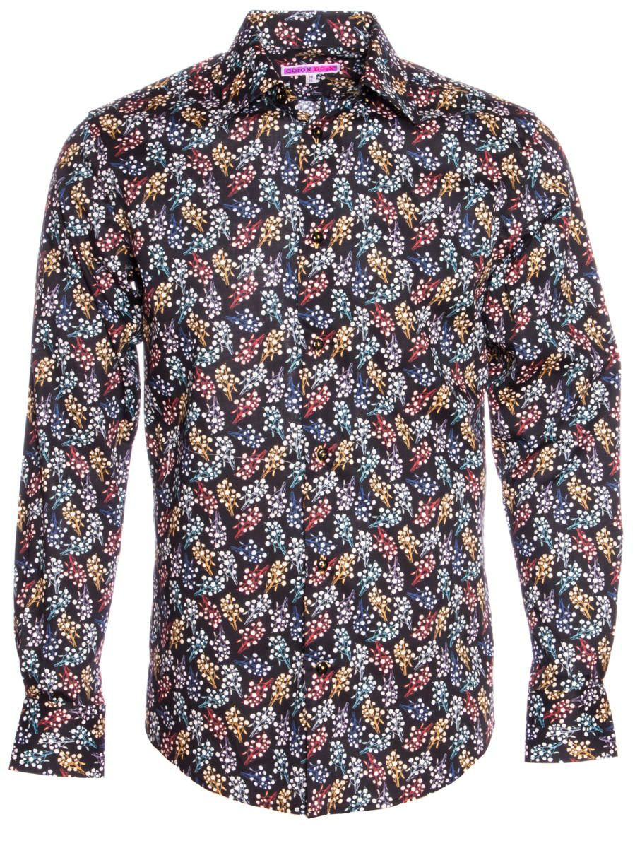 柄シャツ 黒 おしゃれ コットン花柄｜シャツ専門店パリのブランドCotonDoux（コトンドゥ）