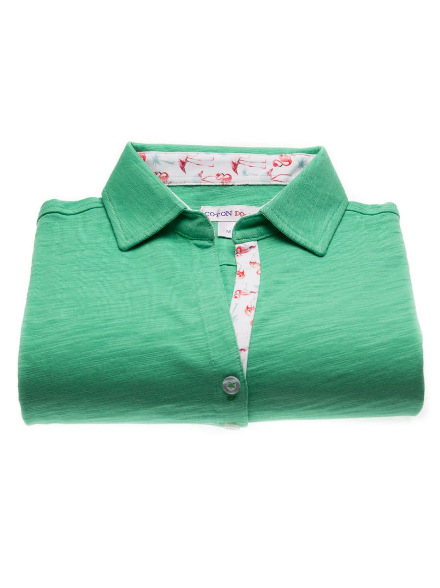 ポロシャツ レディース 半袖 プリント ゴルフ タウン スポーツ グリーン 緑 高級エジプト綿 Lp01d239green Coton Doux