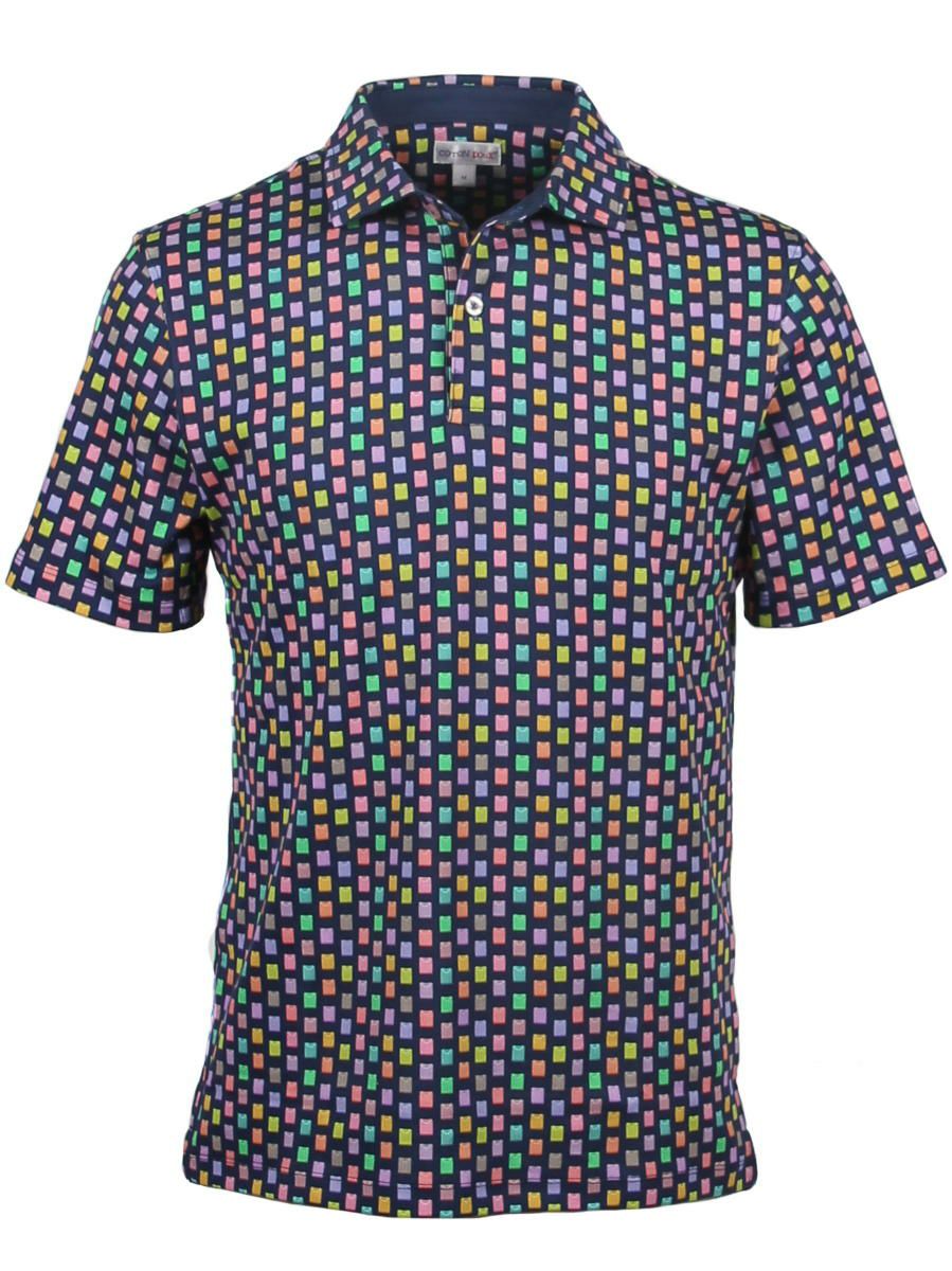 CotonDoux（コトンドゥ）ポロシャツ 半袖 シャツ メンズ 柄物 アート