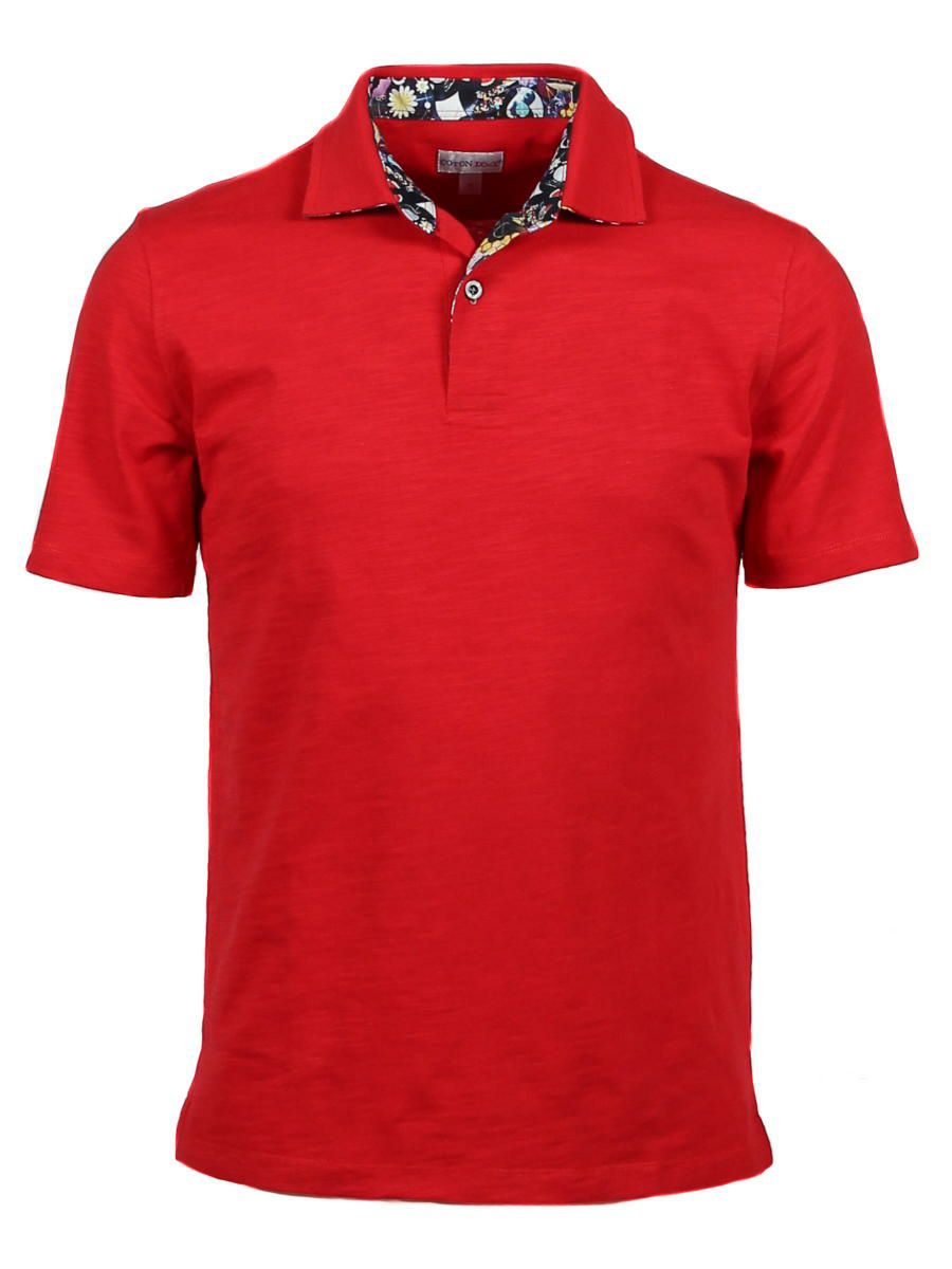 ポロシャツ メンズ 半袖 プリント ゴルフ タウン スポーツ 赤 レッド