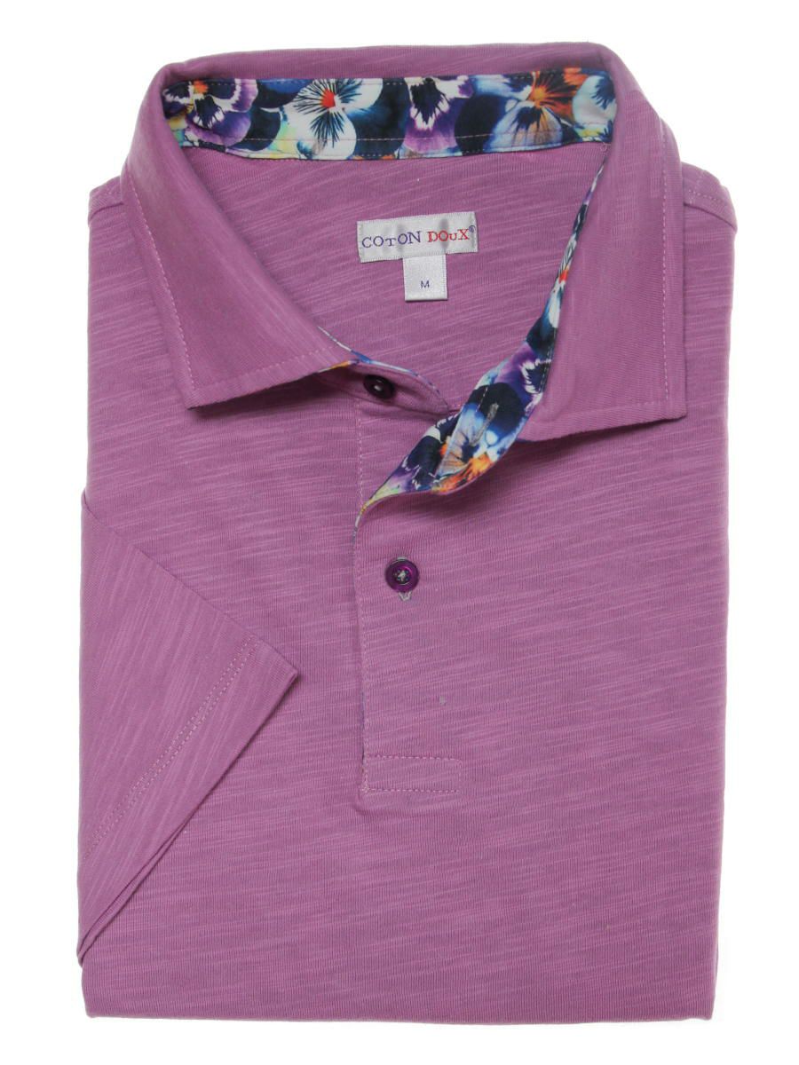 ポロシャツ メンズ 半袖 プリント ゴルフ タウン スポーツ 紫 パープル 無地 高級エジプト綿 mp22354