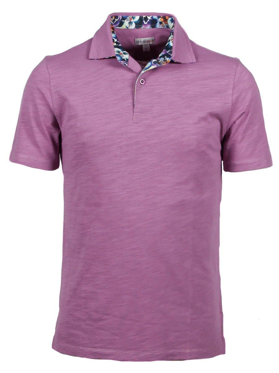 ポロシャツ メンズ 半袖 プリント ゴルフ タウン スポーツ 紫 パープル 無地 高級エジプト綿 mp22354