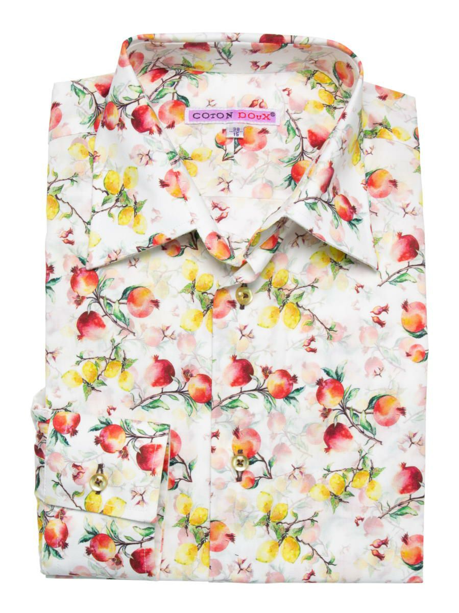 メンズ シャツ 長袖 花柄 柄シャツ レトロ プリント デザインシャツ
