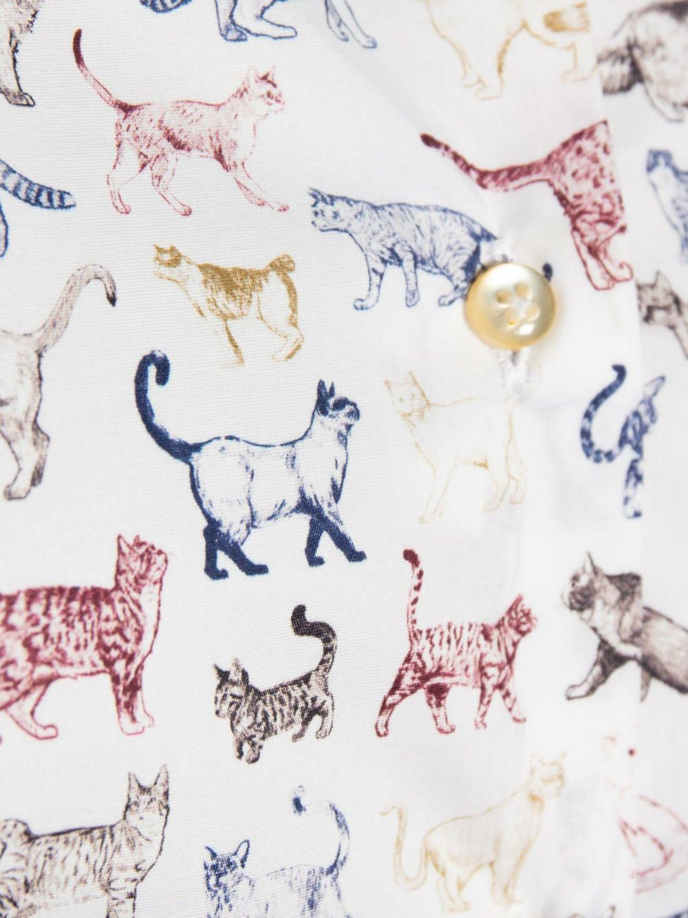 レディース シャツ ネコ柄 猫柄 柄シャツ メンズ 長袖 ブラウス